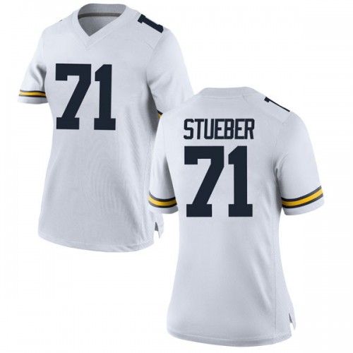 Andrew Stueber Michigan Wolverines Women's NCAA #71 White Game Brand Jordan College Stitched Football Jersey YDX1054MW